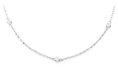 Round Bezel Set Diamond Necklace Connected 14k Solid Gold 0.35ctw