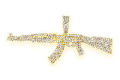 Ak47 Diamond Pendant 14k Solid Gold 3.25ctw