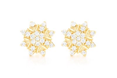 8 Point Star Stud Earrings 14k Gold 0.18ctw