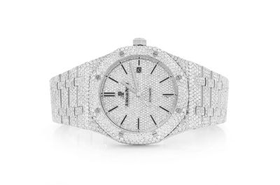 Audemars Piguet Royal Oak Steel - 22.50ctw Fully Iced Out