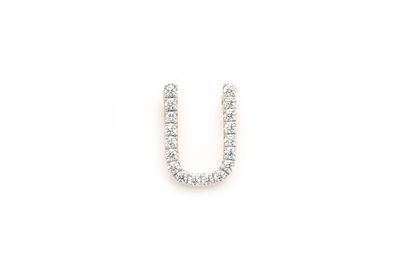 U Diamond Pendant Single Letter Initial 18k Yellow Gold