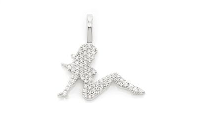 0.30ctw Diamond Mudflap Girl Logo Pendant - 14k White Gold