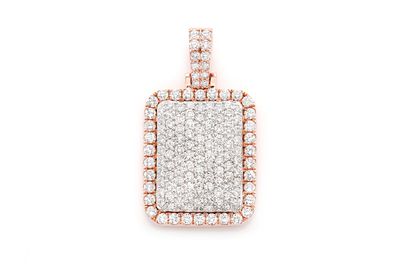 3.58ctw Diamond Pave Pillow Pendant - 14k White Yellow Gold