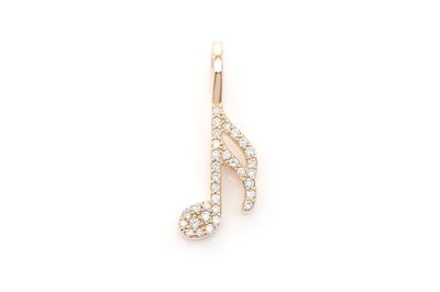  Small Music Note  Pendant 14k   0.15ctw