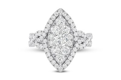 Marquise Cluster Halo Engagement Ring 14k   