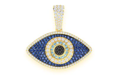 Evil Eye Diamond Pendant 14k Solid Gold 2.20ctw