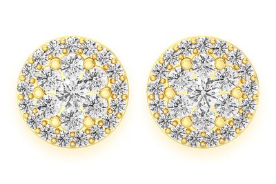 Halo Flower Diamond Earrings 14k Solid Gold 2.00ctw