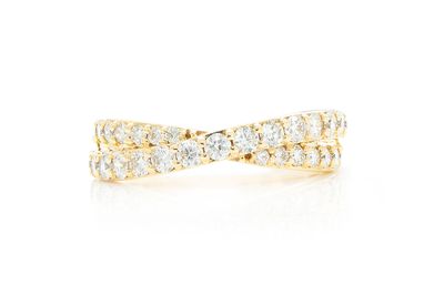 Crossover Diamond Ring 14k Solid Gold 1.00ctw