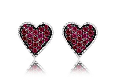 Heart Playing Card Diamond Stud Earrings 14k Solid Gold 0.30ctw