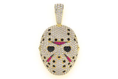 Hockey Mask Ruby & Diamond Pendant 14k Solid Gold 3.75ctw