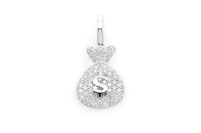 0.32ctw Small Diamond Moneybag Pendant - 14k White Gold