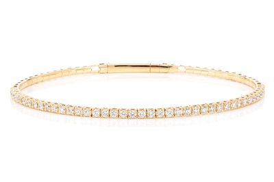 2pt Prong Set Diamond  Flex Bangle Tennis Bracelet 1.00ctw 14k Solid Gold