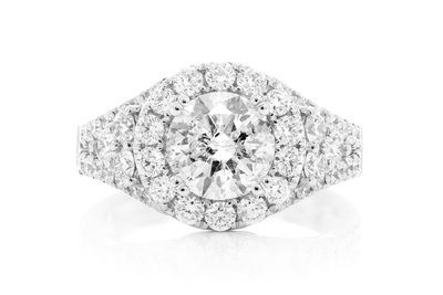 1.50ct Round Solitaire - Halo Pave Shank - Diamond Engagement Ring - All Natural