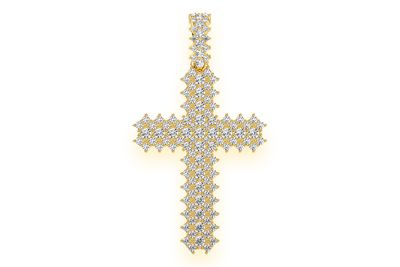 Jagged Cross Diamond Pendant 14k Solid Gold 10.00ctw