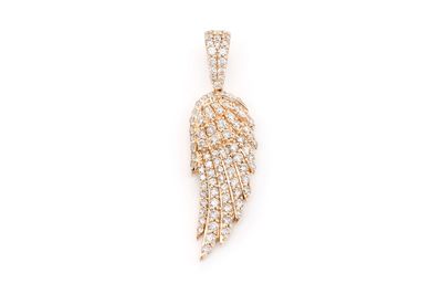 0.76ctw Feather Wing Pendant - 14k Yellow Gold