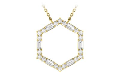 Hexagon Baguette Pendant 14k   .25ctw