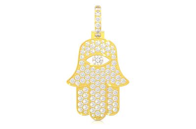 1.69ctw Small Diamond Eye Hamsa - 14k Rose Gold