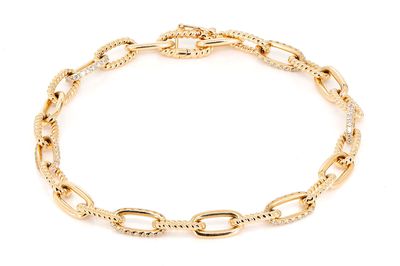 Pave Elongated Rolo Bracelet 14k   .70ctw