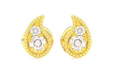 Milgrain Paisley Studs Earrings 14k   