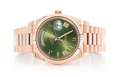 Rolex Day Date 40MM 18k Rose Gold (228235) All Factory Presidential Bracelet - Olive Dial