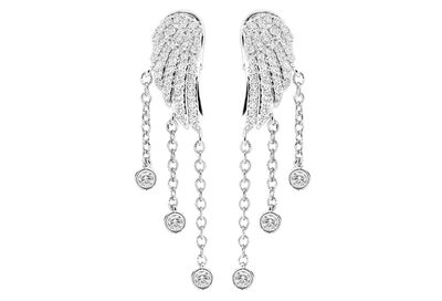 Angel Wing Dangling Earrings 14k Solid Gold 0.75ctw 