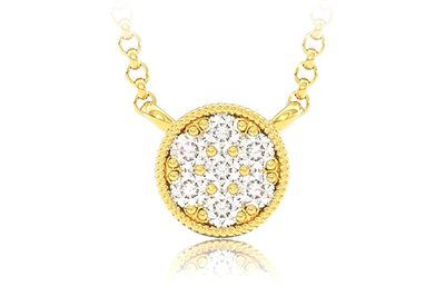 Round Diamond Disc Pendant 14k Solid Gold 0.10ctw