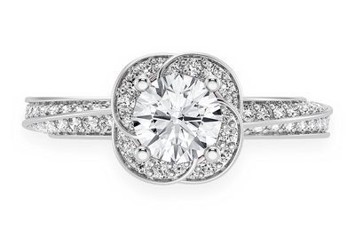 .75ct Round Solitaire - Floral Twist Halo - Diamond Engagement Ring - All Natural Diamonds