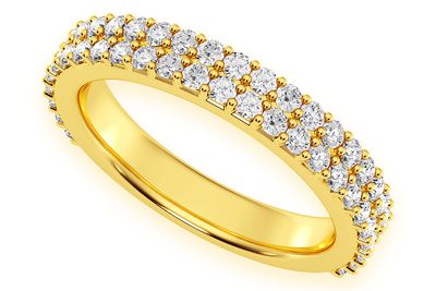 Two Row Diamond Band 14k Solid Gold 0.70ctw