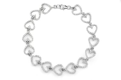 Open Heart Diamond Link Bracelet 14k Solid Gold 3.00ctw