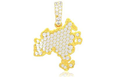 Asia Continent Diamond Pendant 14k Solid Gold 0.33ctw