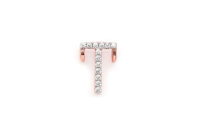 T Diamond Pendant Single Letter Initial 18k Rose Gold