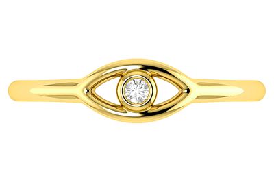 Evil Eye Ring 14k Solid Gold 0.05ctw 