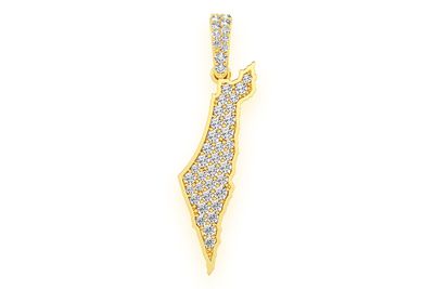 Israel Palestine Country Diamond Pendant 14k Solid Gold 0.40ctw