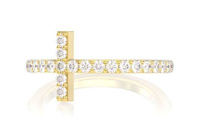 Cross Diamond Ring 14k Solid Gold 0.50ctw