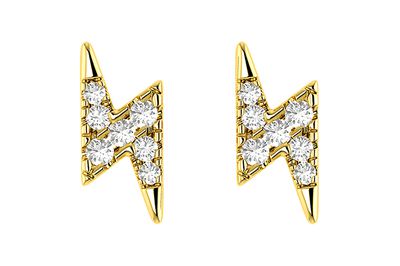 Lightning Bolt Stud Earrings 14k   