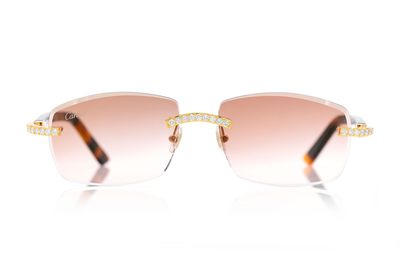 Cartier Glasses Iced Out Diamond Rimless - 2.50ctw - Yellow Gold