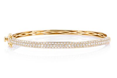 3 Row Bubbly Diamond Bangle Bracelet 2.00ctw 14k Solid Gold