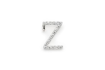 Z Diamond Pendant Single Letter Initial 18k White Gold