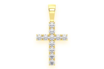 Solitaire Basket Cross Diamond Pendant 14k Solid Gold 3.75ctw