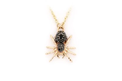 Hanging Spider Pendant 14k Gold 0.13ctw