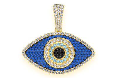 Evil Eye Diamond Pendant 14k Solid Gold 3.50ctw