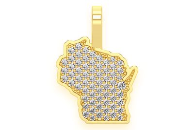 Wisconsin State Pendant 14k   