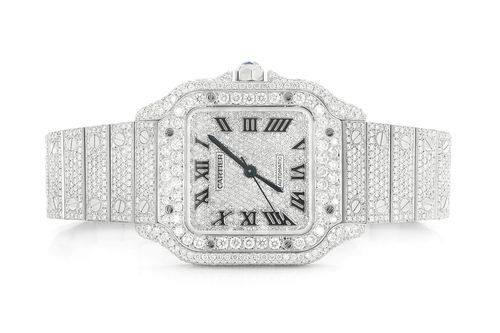 Cartier santos 100 2025 iced out