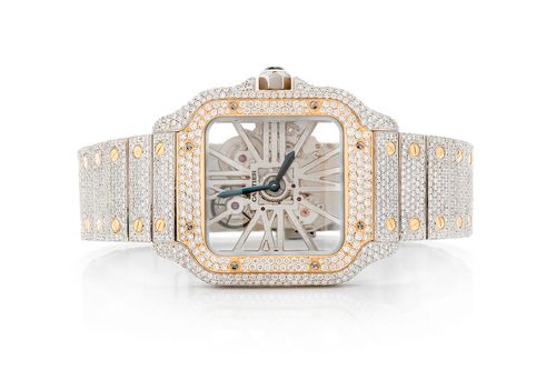 Cartier Santos De Cartier Skeleton 18k Yellow Gold Steel Icebox