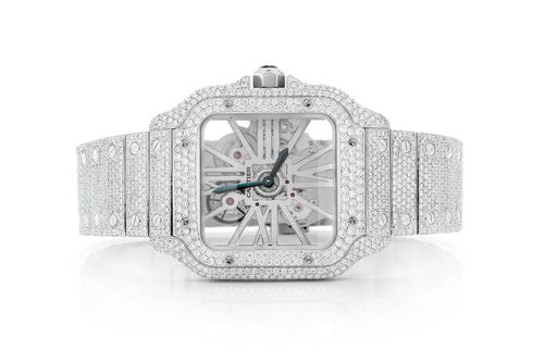 Cartier Santos De Cartier Skeleton 40MM Steel 19.00ctw Icebox