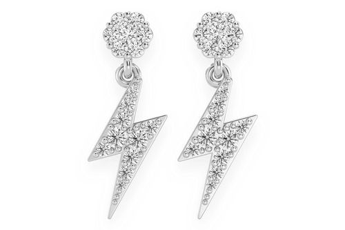 Branwyn Diamante Lighting Bolt Earrings in Silver