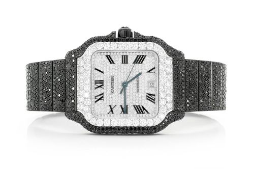 Icebox Cartier Santos De Cartier Black Diamonds 40MM Steel 20.00ctw