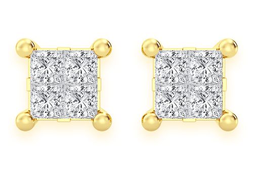 0.75ctw Quad Stud Diamond Earrings 14k Solid Gold - Icebox