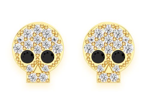 Skull & 2024 Cross Bones Earrings - 14KY 14KR 14KW 14K 14KT Solid Gold Real Genuine Yellow White Rose Platinum Single Studs Mini Fun Stud