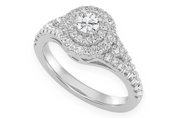 0.75ctw Round Double Halo - Diamond Engagement Ring - All Natural